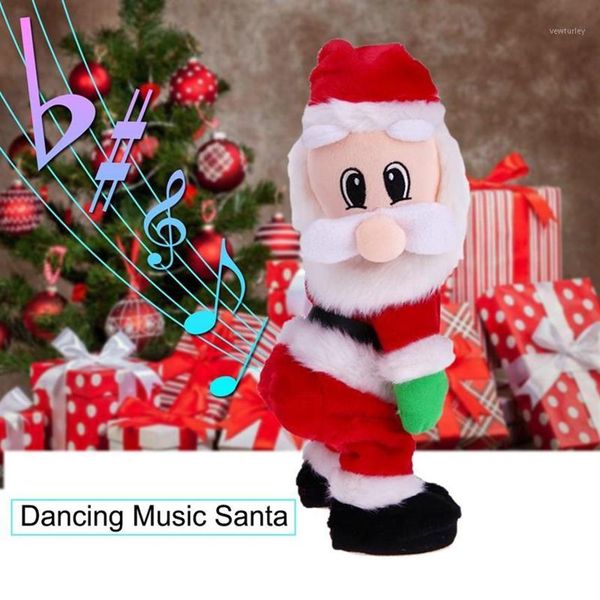 Presente de decoração de natal dança elétrica brinquedo musical papai noel boneca rebolando cantando 1247n