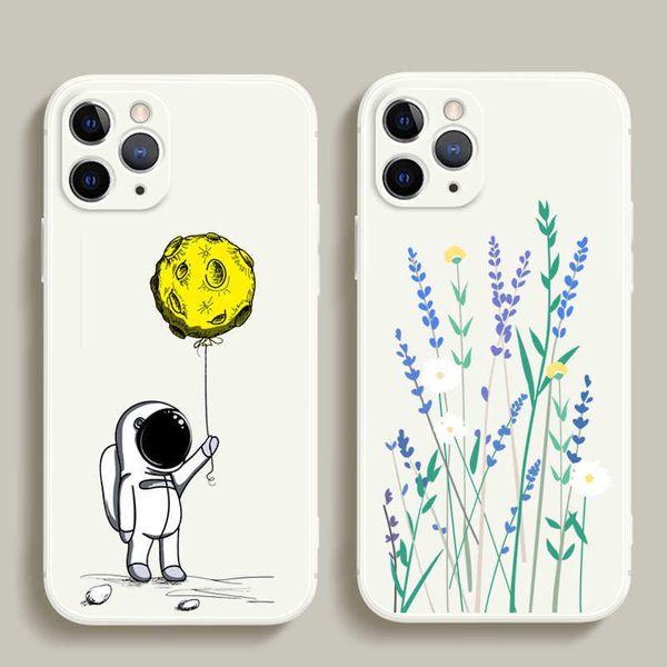 Capa Para IPhone 12 11 Pro Max Mini X Xr Xs 6 6s 7 8 Plus Se 2020 Capa Traseira Flor Borboleta AstronAut Baleia Silicone