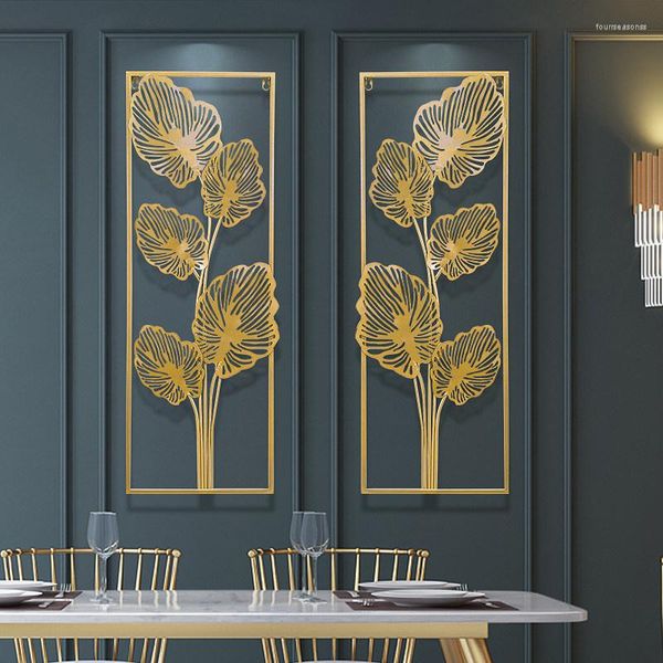Adesivos de parede chineses ferro forjado 3d acessórios de folhas douradas artesanato em casa adesivos decoração corredor club ornamentos murais