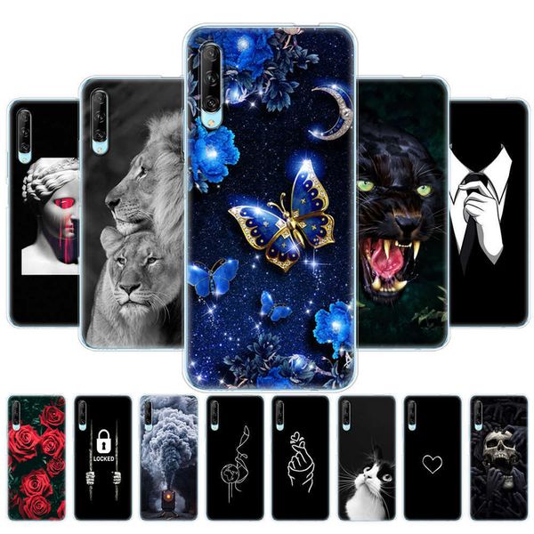 Huawei y9s için y9 s arka kapakta telefon kasası için telefon kasası etui coque silikon tpu tpu tam koruma şok geçirmez hayvan ayı