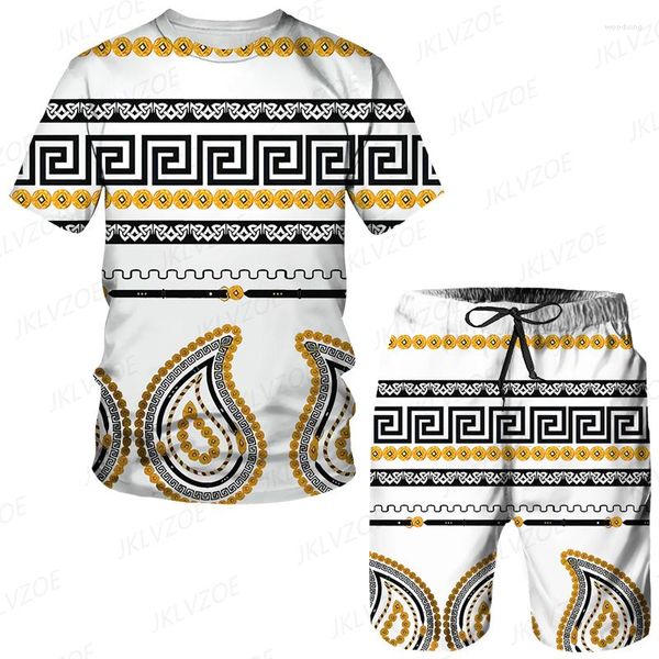 Survêtements pour hommes Africa Outfit Summer Short Sleeve T Shirt Set Fashion 2 Piece Streetwear 3D Printed Sports Beach Shorts Sportswear Suits