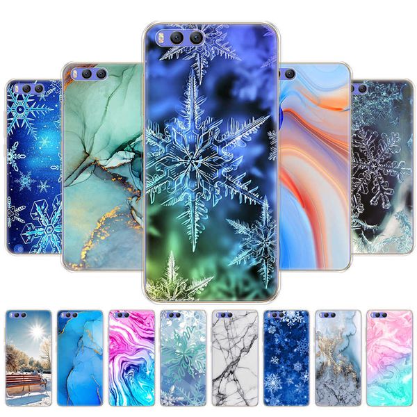 Para Xiaomi Mi 6 Case Soft TPU Silicon Back Phone Cover For Mi6 Xiomi Xiaomi6 Bag Marble Snow Flake Winter Christmas