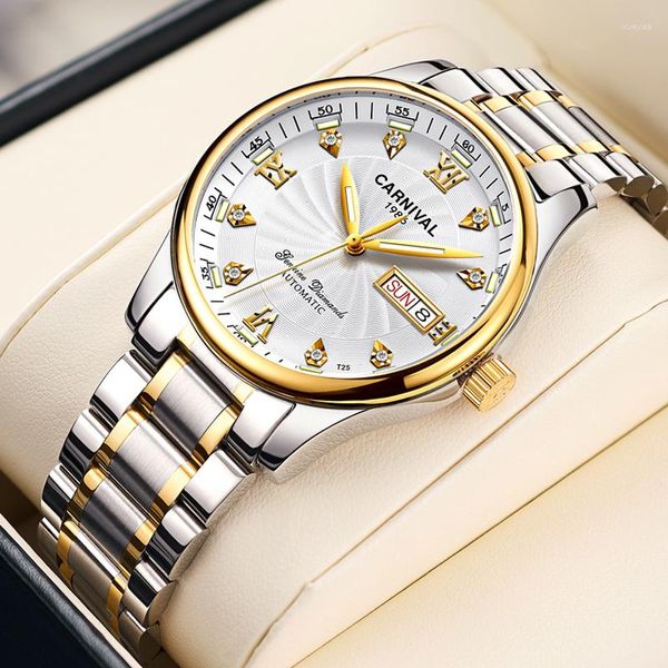 Нарученные часы карнавальный топ импорт Miyota Движение Механические часы для мужских из нержавеющей стали HD светящиеся сапфировые часы