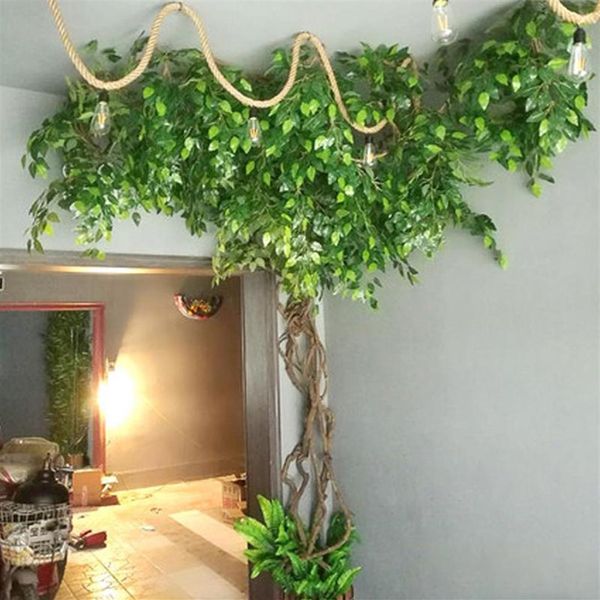 Fiori decorativi Ghirlande 12 pz / lotto Albero di plastica Foglia di ficus artificiale Rami di ginkgo biloba Foglie fatte a mano all'aperto per fai da te P254U