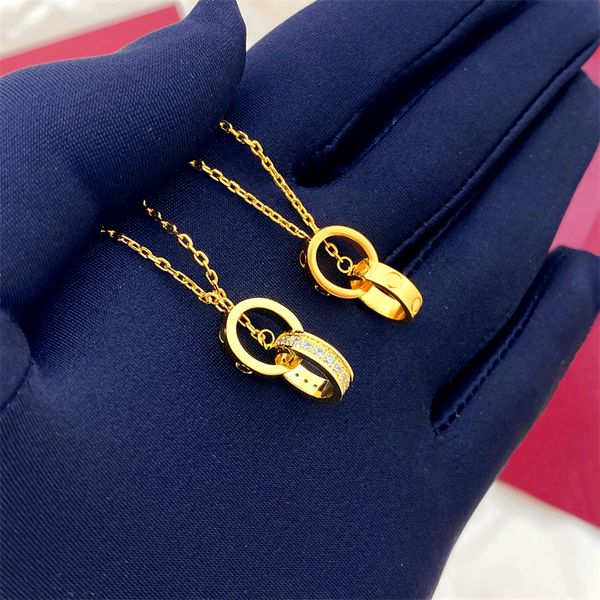 Sier Chains Männer Gold Jewlery Designer für Frauen Diamantliebhaber Schwestern Ring Anhänger Design Doppelkette Liebe Halskette