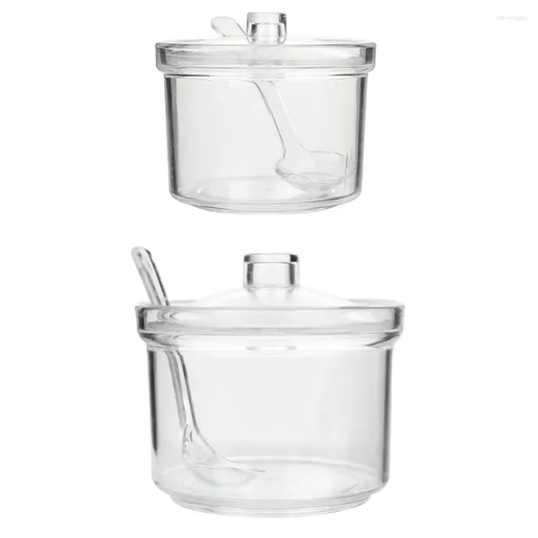 Garrafas de armazenamento 2 conjuntos de pote de açúcar e sal pote de vidro para condimentos recipientes de plástico recipiente de pimenta