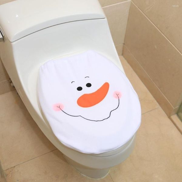 Coprisedili per WC 1pc Cover Christmas Snowman Decoration Flanella creativa Home Festive Decor Accessori per il bagno