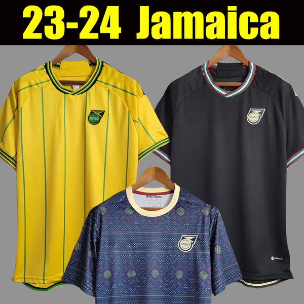 Camisas de futebol da Jamaica 2023 em casa azul 23 24 treinando fora camisas de futebol pretas