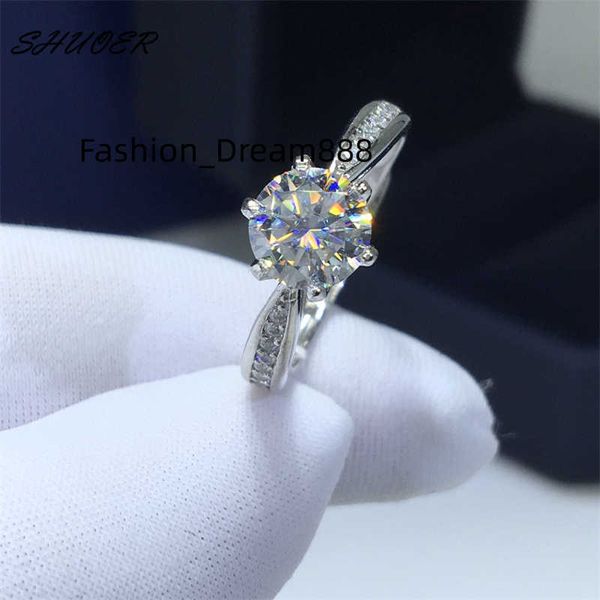 Alianças de Casamento Clássico Prata Esterlina 925 Corte Brilhante 1 Carat Pass Diamond Tester D Color Moissanite Anel de Noivado para Presente de Meninas Adolescentes