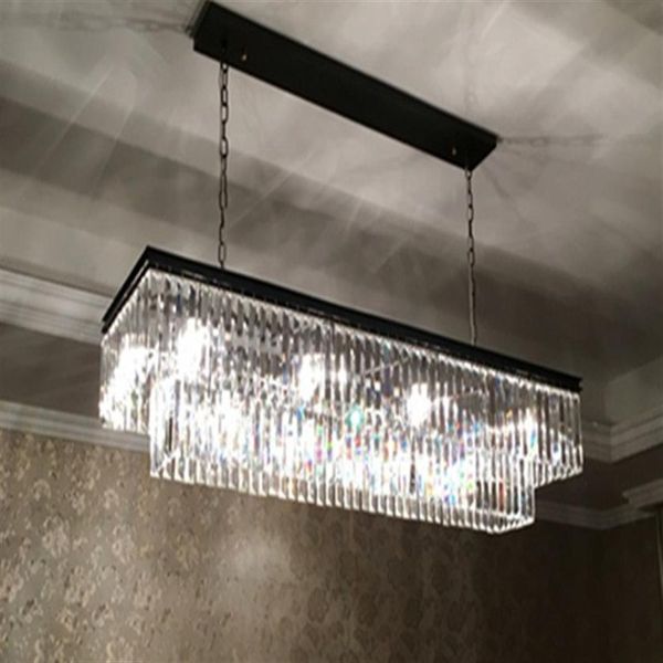 l comprimento 125cm 1920S ODEON CLARO FRANGO DE VIDRO RETANGULAR LUSTE de cristal vintage k9 lustre LLFA290R