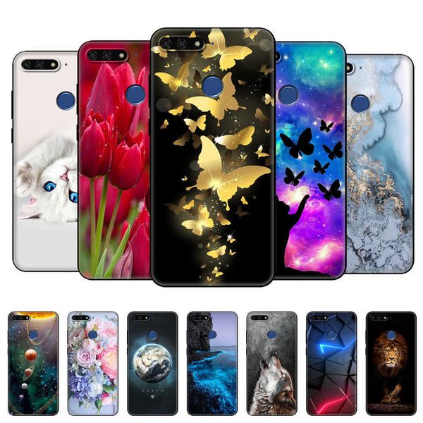 Onur 7c 5.7 inç kasa silikon yumuşak tpu arka telefon kapağı huawei onur 7c aum-l41 koruyucu coque tampon siyah tpu kasa