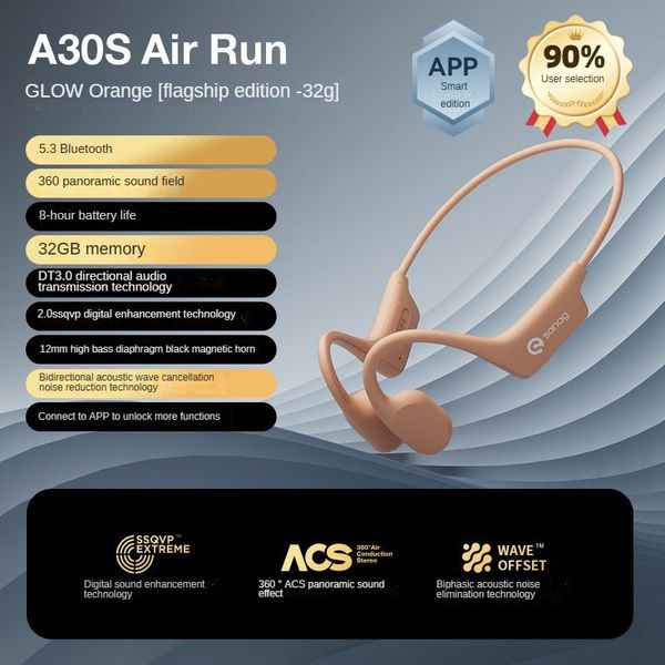 Sanag AirRun Sports Headphones Bluetooth Wireless Bone Air Conduction à prova d'água MP3 Music Headphones