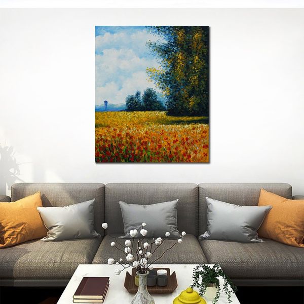 Dipinti su tela fatti a mano di Claude Monet Champ Davoine Oat Field Modern Art Kitchen Room Decor