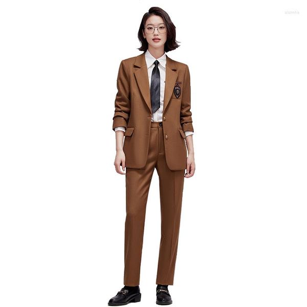 Calças femininas de duas peças terninho feminino JK Japão estilo formal classe colegial menina estudante uniforme blazers roupas com crachá e linha A