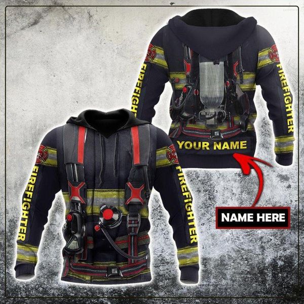 Moletons masculinos personalizados com nome bombeiro 3D estampado completo unissex moletom masculino streetwear com zíper pulôver jaqueta casual agasalho-56