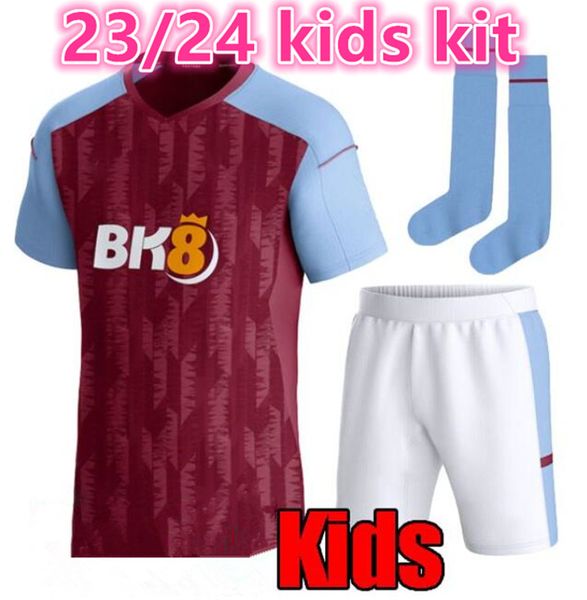 23 24 KAMARA Home Aston villaES Maglie da calcio 2023 Home BUENDIA McGINN DOUGLAS LUIZ MINGS maglie da calcio SANSON WATKINS NAKAMBA kit per bambini uniforme da calcio