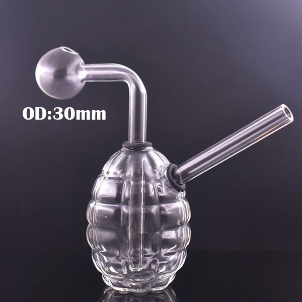 Schwere Glas-Ölbrenner-Bong, Wasserpfeifen, Becherglas-Bongs, dicke Panzerabwehrgranate, klassische handrauchende Wasserpfeifen mit OD30-mm-Ölbrennerrohr