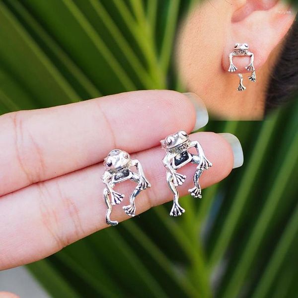 Brincos Stud 2023 Vintage Cor Prata Sapo Para Mulheres Meninas Hiphop Punk Criativo Animal Piercing Brinco Festa Moda Jóias