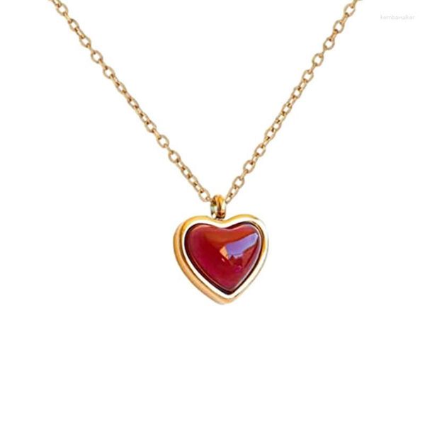 Collane con ciondolo Collana a forma di cuore Agata di cristallo Regali di San Valentino per le donne Pietre curative con pietre preziose grezze