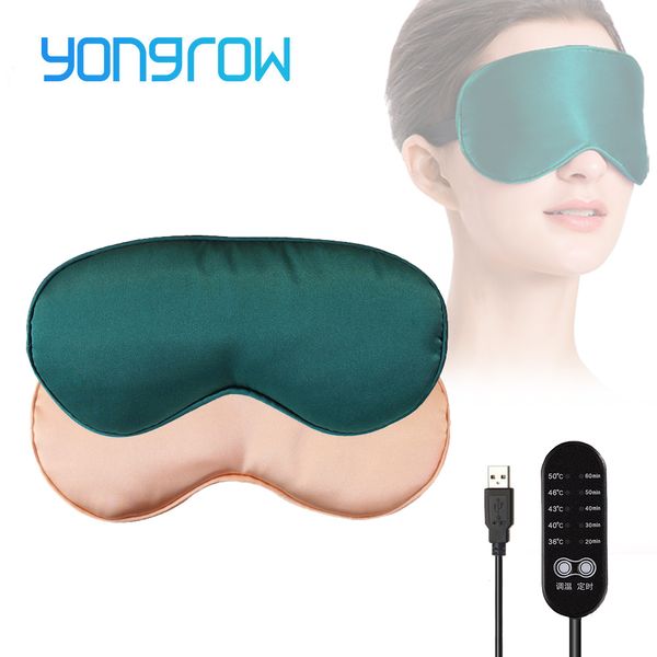 Maschere per dormire Yongrow Maschera per gli occhi per dormire con assenzio riscaldato tramite USB Ultra Soft SkinFriendly Patch Controllo della temperatura Trattamento caldo di seta 230715