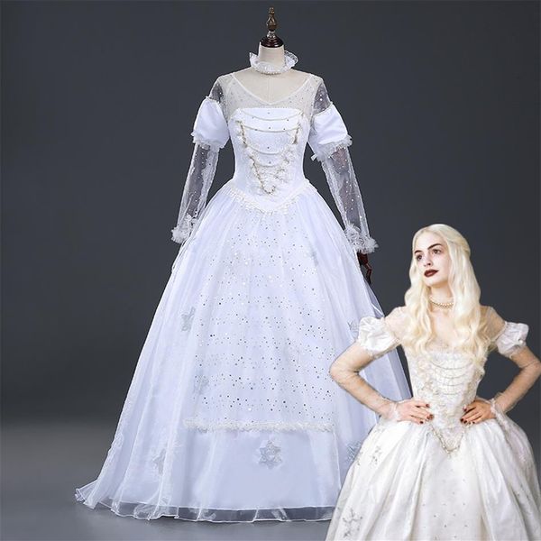 Alice in Wonderland 2 The White Queen Mirana Cosplay Dress Costume293N