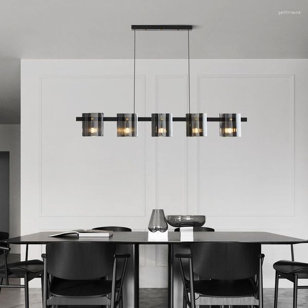 Lampadari Lampadario a led in stile moderno per cucina Sala da pranzo Tavolo da ufficio Lampada a sospensione a soffitto in rame nero Lampada a sospensione di lusso per interni