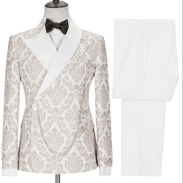 Мужские костюмы Blazers индивидуальная модная абрикосовая свадебное костюм для мужского формального жениха Prom Slim Fit Tuxedos Man Blazer 2 с белыми брюками 230715