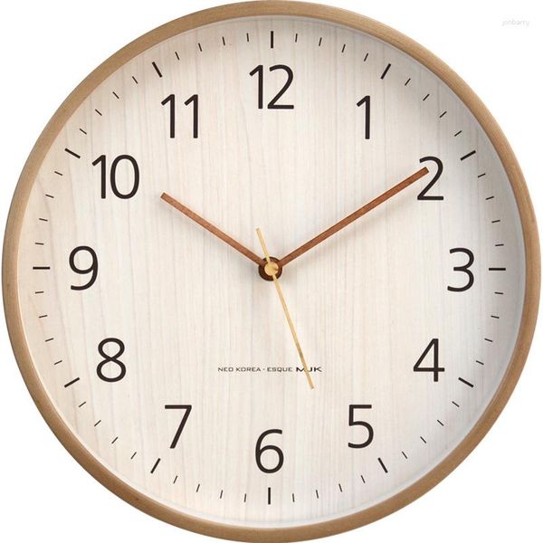 Relógios de parede Relógio Madeira Simplicidade 15mm Quartzo Silencioso Sólido 12 Polegadas Vidro Comum Espelho Design de Casa Decoração