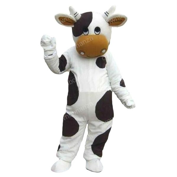 Traje de mascote de vaca de leite de Halloween Qualidade superior roupa de personagem de desenho animado tamanho adulto festa de aniversário carnaval de natal ao ar livre 189z