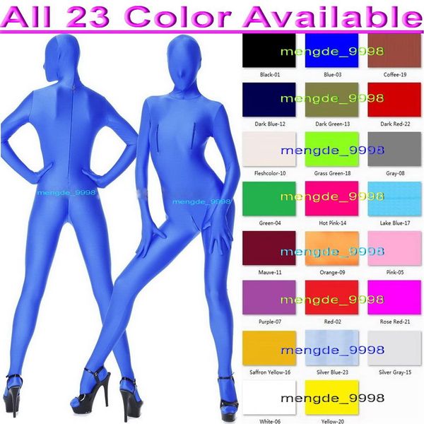Seksi Kadınlar Bodysuit Kostümleri 23 Renk Likra Spandex Kadın Catsuit Kostüm 3 Yolu Fermuarı Cadılar Bayramı Partisi Süslü Elbise Cos336m