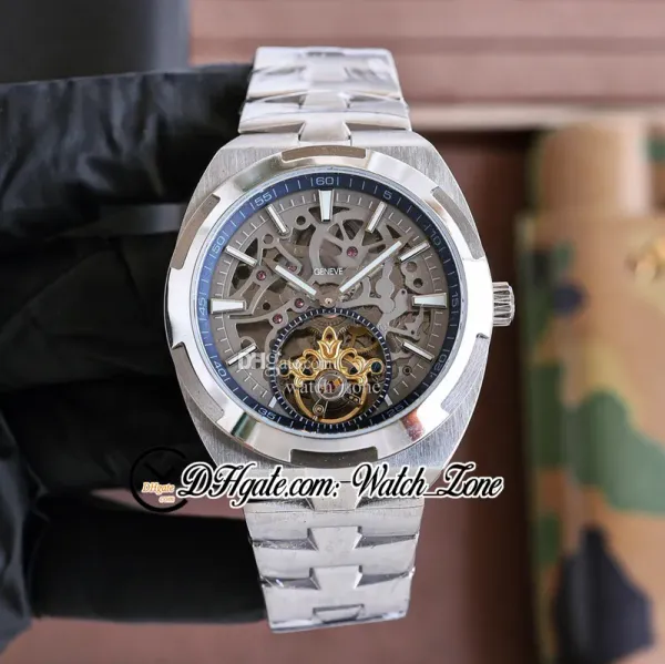 Neue Overseas Tourbillon 6000V/110T-B935 Skelett-Zifferblatt Automatik-Herrenuhr 6000V Stick Markers Blaues inneres Edelstahlarmband Herrenuhren WatchZone E178B3