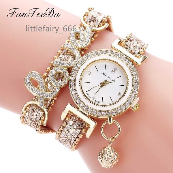 Fanteeda Top Brand Brant Bracelet Watches Ladies Love Кожаный ремень странинки Quartz Watch Watch Luxury Fashion Quartz Watch