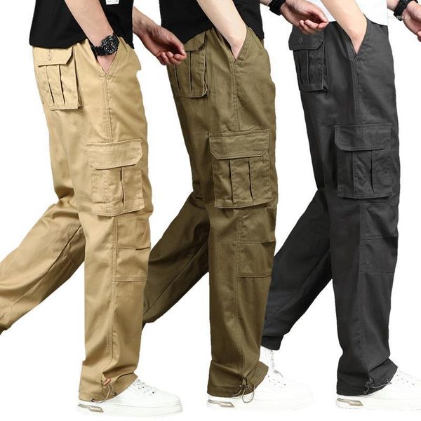 Pantaloni da uomo Salopette Pantaloni da esterno casual larghi multitasche resistenti all'usura Pantaloni sportivi a gamba dritta di grandi dimensioni per il commercio estero