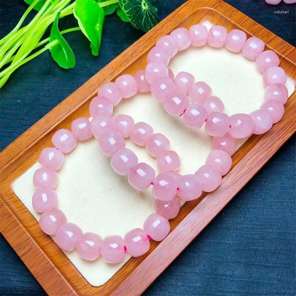 Strand Naturale Quarzo Rosa Braccialetto Della Pietra Preziosa Perlina Rotonda Gemma di Guarigione di Cristallo Donna Uomo Gioielleria Raffinata Regalo 1 PZ 12x10mm