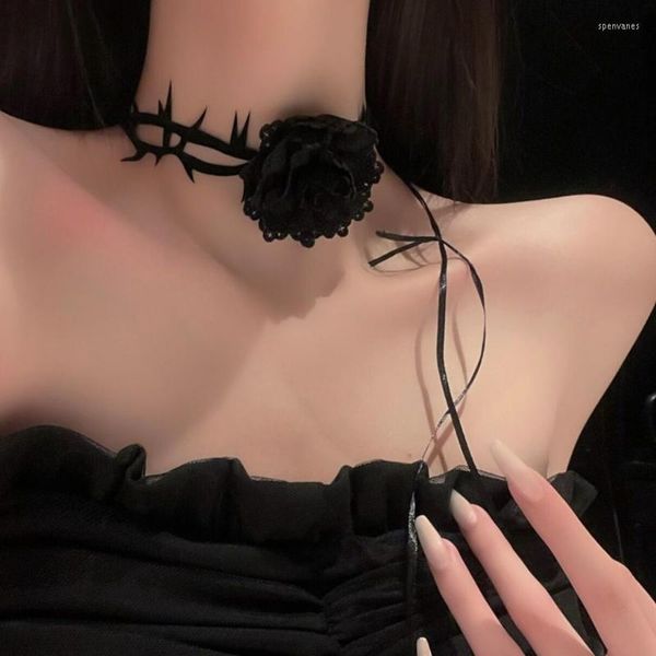 Цепочки XXFD Модное панк -колье Rose Цветочные ожерелья Женщины колючие ключи