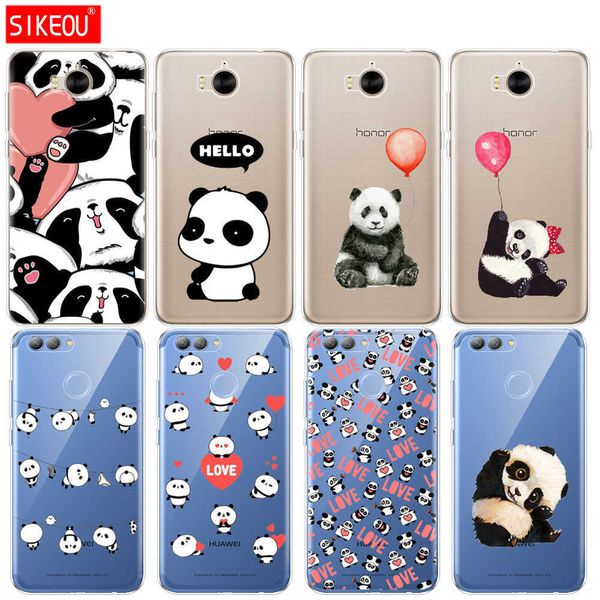 Silikon-Telefon-Abdeckungs-Fall für Huawei Y3 Y6 Y5 2 II 2017 Nova 3 3e 3i 2s LITE Plus, niedlicher Dinggul-Panda-Cartoon