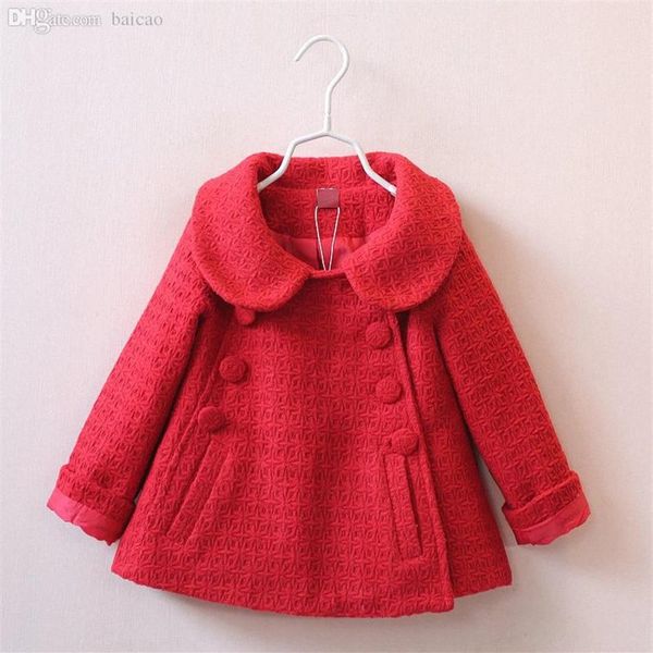 Cappotti invernali in lana per ragazze intere Nuovi trench in cotone per bambini autunno Giacche moda Neonate Colletto alla Peter Pan Outwear308J