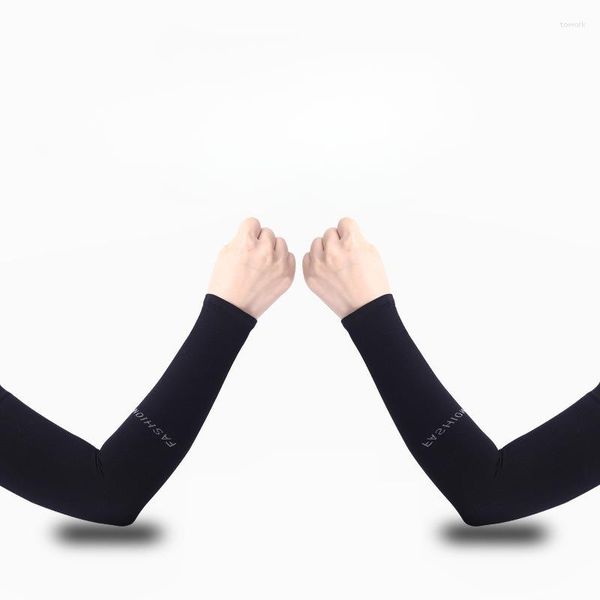 Коленные прокладки 2 пары ледяных шелковых рукавов как для мужчин, так и для женщин на открытом воздухе велосипедная защита от ультрафиолета солнечная рука черное плюс белый
