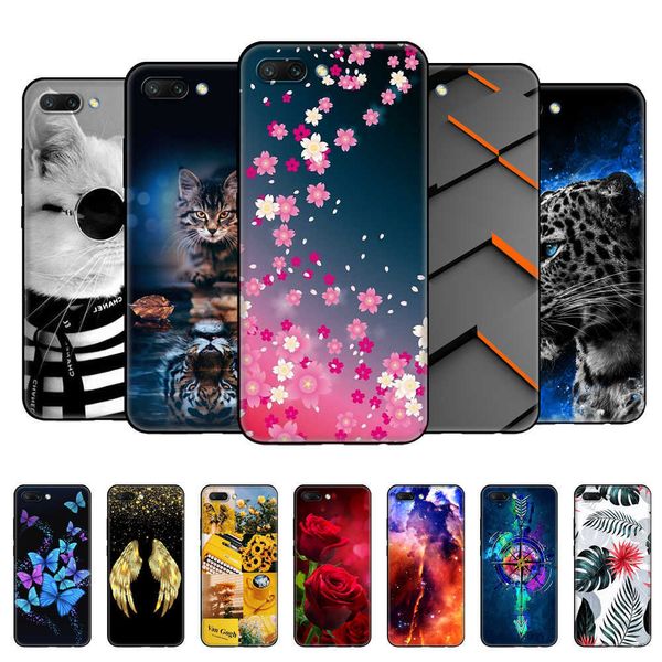 Per Honor 10 Custodia posteriore per telefono per Huawei Etui Bumper Coque Custodia in Tpu nera per Fundas verniciata protettiva morbida in silicone