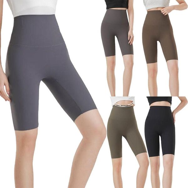 Pantaloni attivi Pantaloncini da motociclista senza cuciture Donna Fitness Casual Vita alta Moda Estate Slim Pantaloni al ginocchio Nero Ciclismo Streetwear