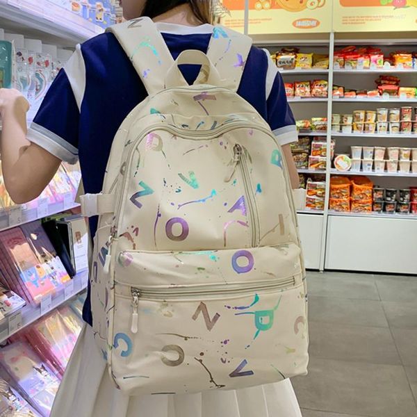 Mochila escolar 2023 impressão de letras mulher homem mochila bonita mochila escolar para meninas adolescentes meninos estudante universitário mochila