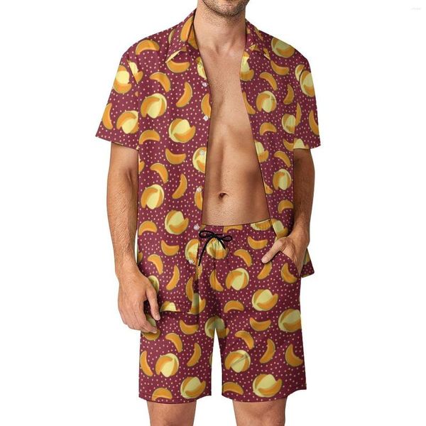 Tute da uomo Muskmelon Fruit Fitness Outdoor Men Sets Polka Dots Stampa Camicia casual Set Pantaloncini grafici estivi Tuta cool in due pezzi 2XL