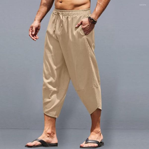 Pantaloni da uomo eleganti larghi casual casual elastico in vita da uomo tinta unita Harem tagliati vestirsi