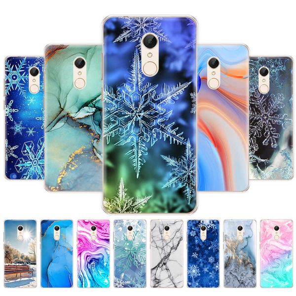 Per Xiaomi Redmi 5 Plus Custodia da 5,99 pollici 5,7 pollici Silicon Soft Hongmi Marble Snow Flake Inverno Natale