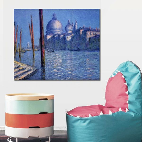 Leinwandkunst, Claude Monet, Gemälde „Der Canal Grande“, handgefertigtes Kunstwerk, lebendige Dekoration für den Weinkeller