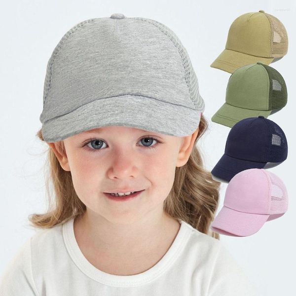 Berets Fashion Baby Cap Child Baseball Caps с твердым цветом дышащий сетчатый солнцезащитный солнце