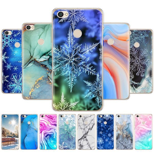 Para Xiaomi Redmi Note 5A Prime Case Silicone Soft Back Phone Cover For 5 A Marble Snow Flake Winter Christmas