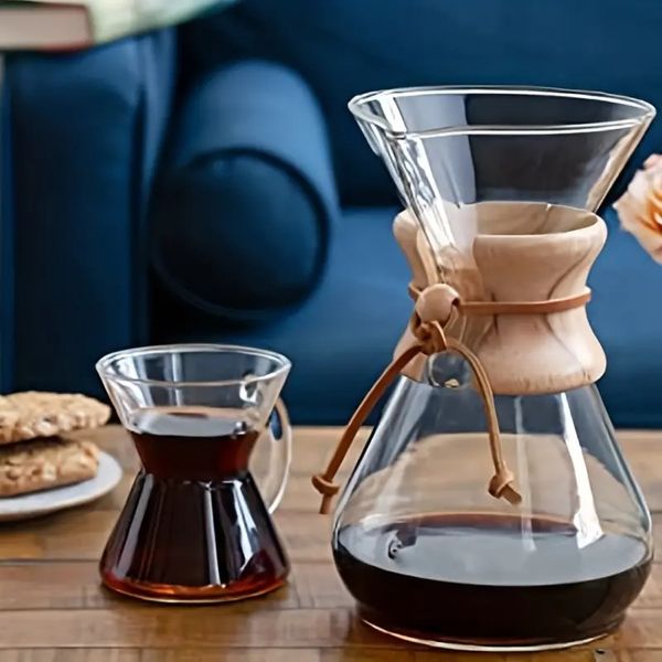 1pc, glazen koffiezetapparaat, giet over glazen koffiezetapparaat, herbruikbare overgiet koffiezetapparaat, creatieve wasbare glazen koffiepot, handgemaakte koffie voor thuiskantoor