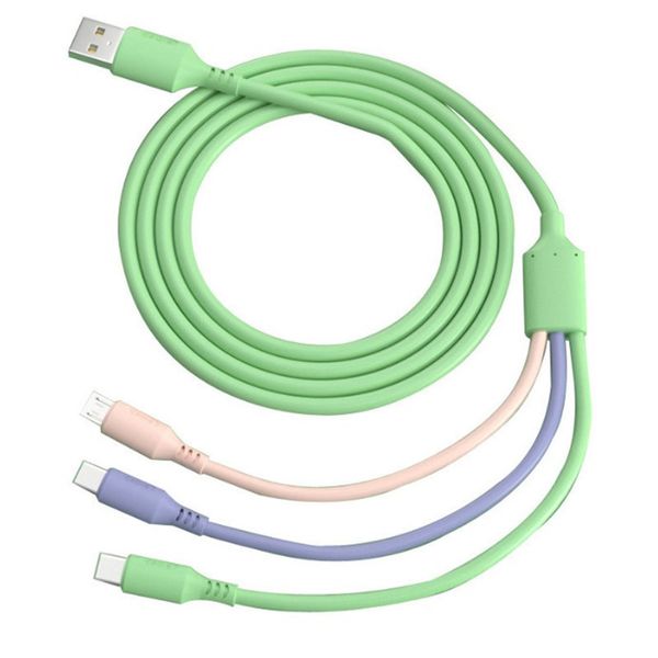 3 в 1 жидкие силиконовые кабели 1,2 млн. Многократные цветы USB -зарядка