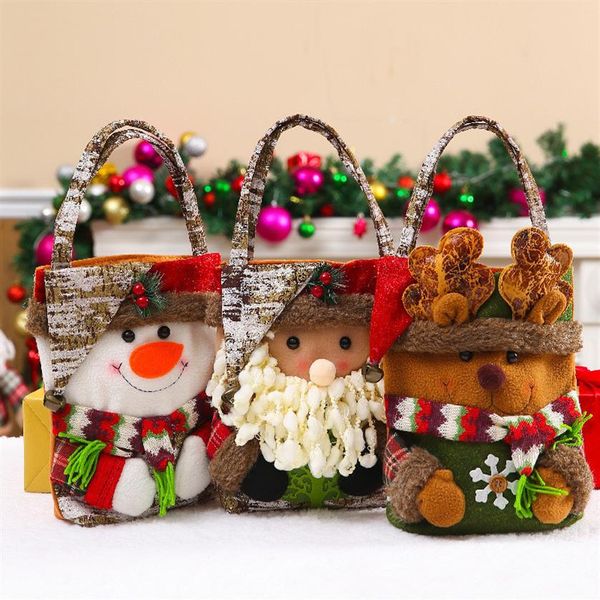 28 5 23cm Decorações de Natal Saco de Doces Papai Noel Alce Boneca Pano Tote Saco Enfeites Decorações 206g